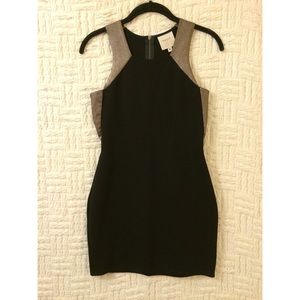 Mason Lambskin Strap Mini Dress Black Bronze Small